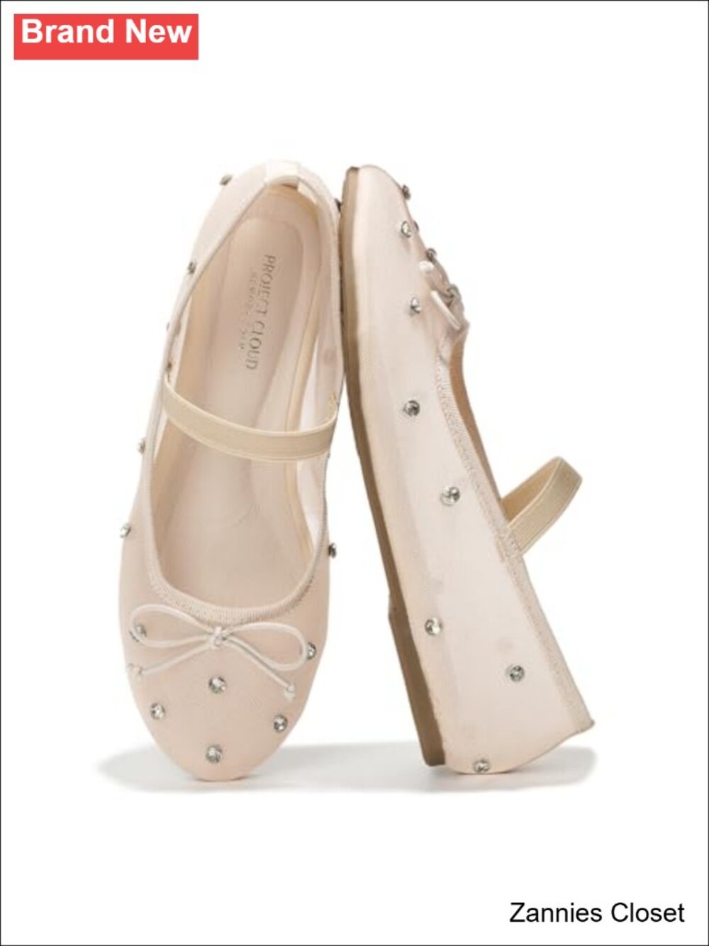 ✨ Ballet Flats Memory Foam Mesh Closed Toe Pull-On Rhinestone Women